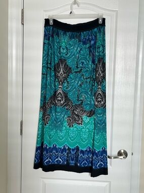 VENUS Teal and Navy Paisley Maxi Skirt